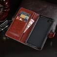 thumbnail image 3 of Funda Idewei de piel con tapa horizontal y textura Crazy Horse para iPhone SE 2022/SE 2020, con soporte, ranuras para tarjetas y billetera (negra), 3 of 4