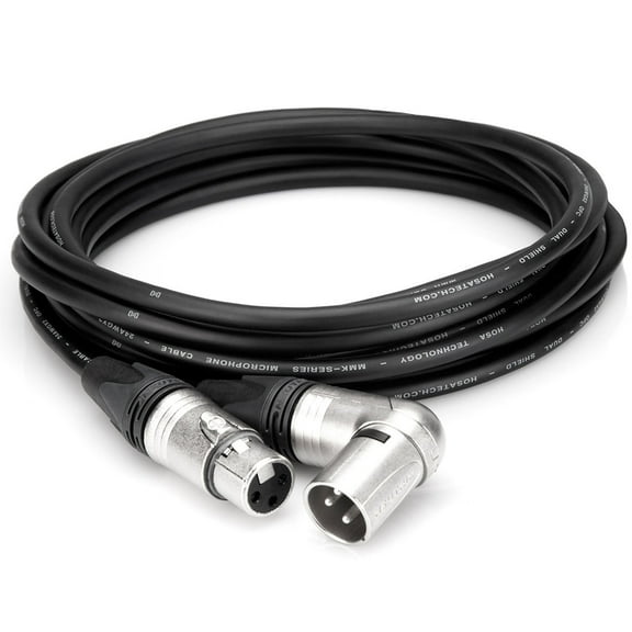 Hosa Technology Camcorder Microphone Cable, Neutrik XLR3F to Right-Angle XLR3M, 15'