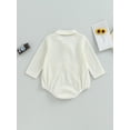 thumbnail image 2 of ZAXARRA Baby Girl Autumn Button Romper Solid Color Long Sleeve Lapel Waffle Playsuit Fall Winter Clothes, 2 of 7