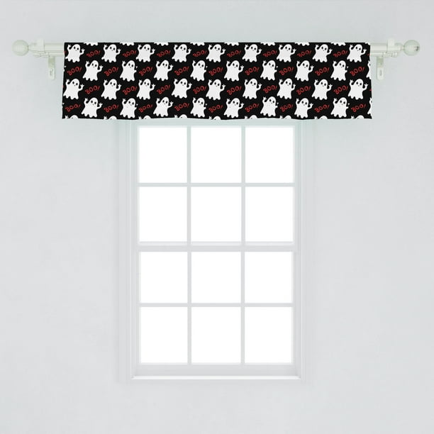 Ghost Window Valance Happy Halloween Theme Silly Ghosts On Black Boo Texts Pattern Curtain Valance For Kitchen Bedroom Decor With Rod Pocket By Ambesonne Walmart Com Walmart Com