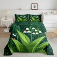 thumbnail image 3 of YST Ensemble de Literie Ladybug Rouge 7 Pcs Lit Simple Blanc Ensemble de Courtepointe Campanule Vert Feuilles Botaniques Ensemble de Draps avec Courtepointe pour Filles Femmes Nature Goutte de Pluie Paysage Lit en Sac, Vert, 3 of 5