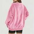 thumbnail image 6 of ZHYou Fleece Plush Sweatshirts for Women Oversized V Neck Soft Warm Sweaters for Fall Winter,Pink,Size L, 6 of 8
