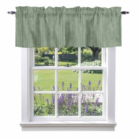 Curtain Valance for Windows, Minimalist Sage Green Kitchen Valances Rod Pocket Short Curtains, Vintage Linen Textured Window Valance for Bedroom Bathroom Living room 42x12in