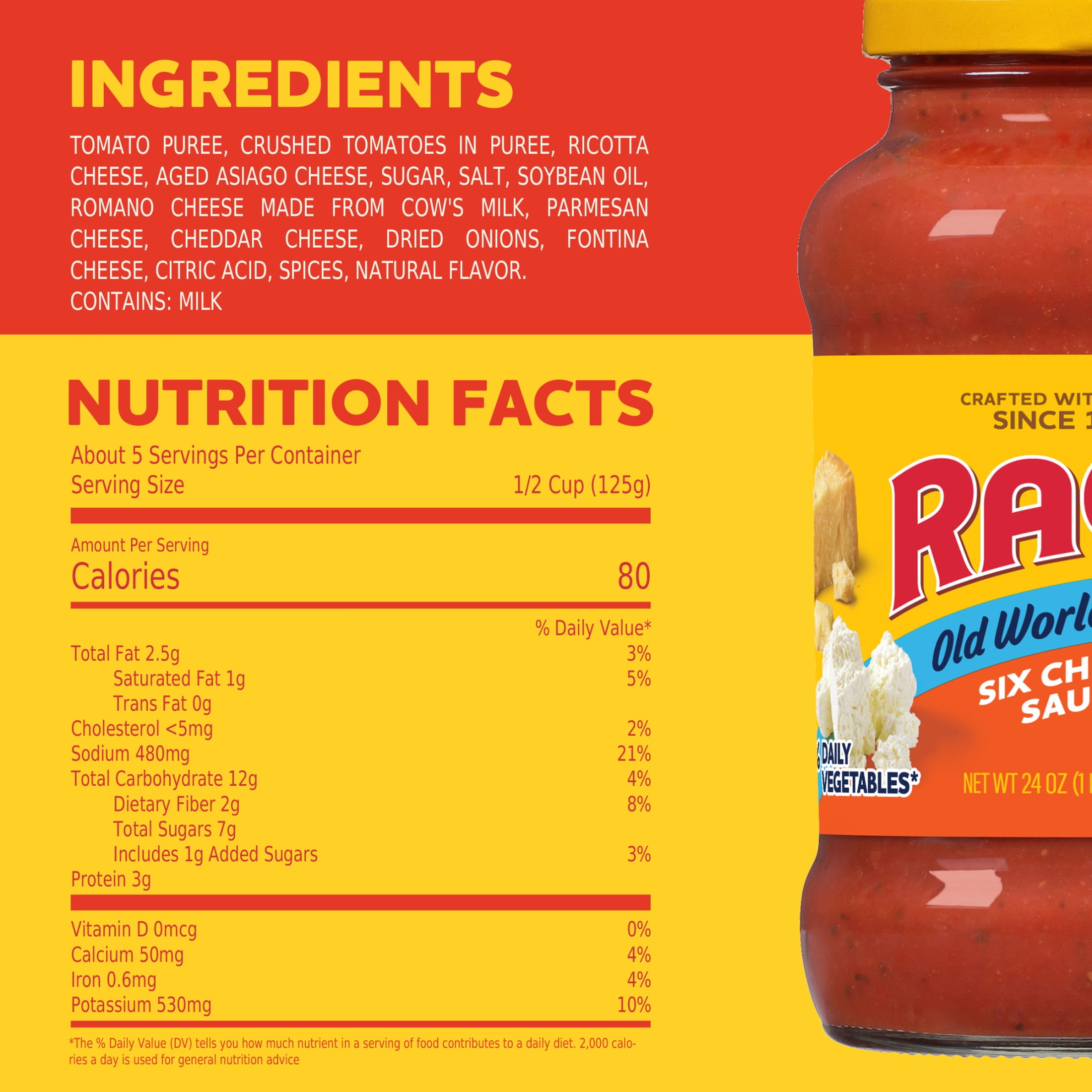 (12 pack) RAGÚ Old World Style Six Cheese Pasta Sauce, 24 oz
