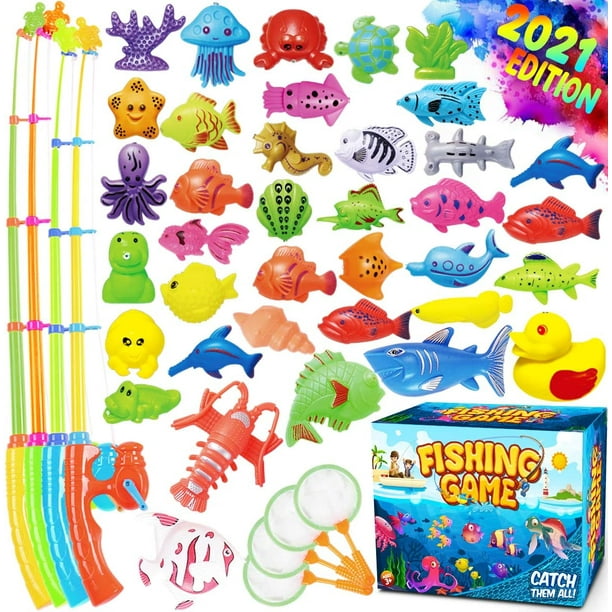 HHHC Magnetic Fishing Game Pool Toys for Kids - Bath Outdoor Indoor  Carnival Party Water Table Fish Toys for Kids Age 3 4 5 6 Years Old 2  Players Gift (Large) 
