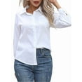 thumbnail image 2 of Camisas de Algodón para Mujer, con Botones, Cuello, Larga, Blusas Antiarrugas. L, 2 of 10