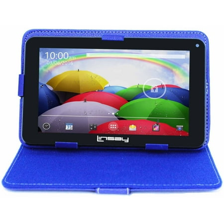 LINSAY 7" HD Quad Core Android Tablet Bundle with Protective Case - Blue Android 9.0 PIE 2GB Ram 16GB Storage
