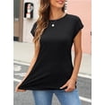 thumbnail image 4 of CUPTACC Womens Tops Casual Short Sleeve Ladies Shirts Basic Trendy Elegant Tee Shirts Lightweight Cute Black XL, 4 of 6
