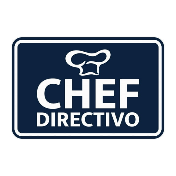 Signs ByLITA Classic Framed Chef Directivo Door or Wall Sign (Navy Blue / White) - Large