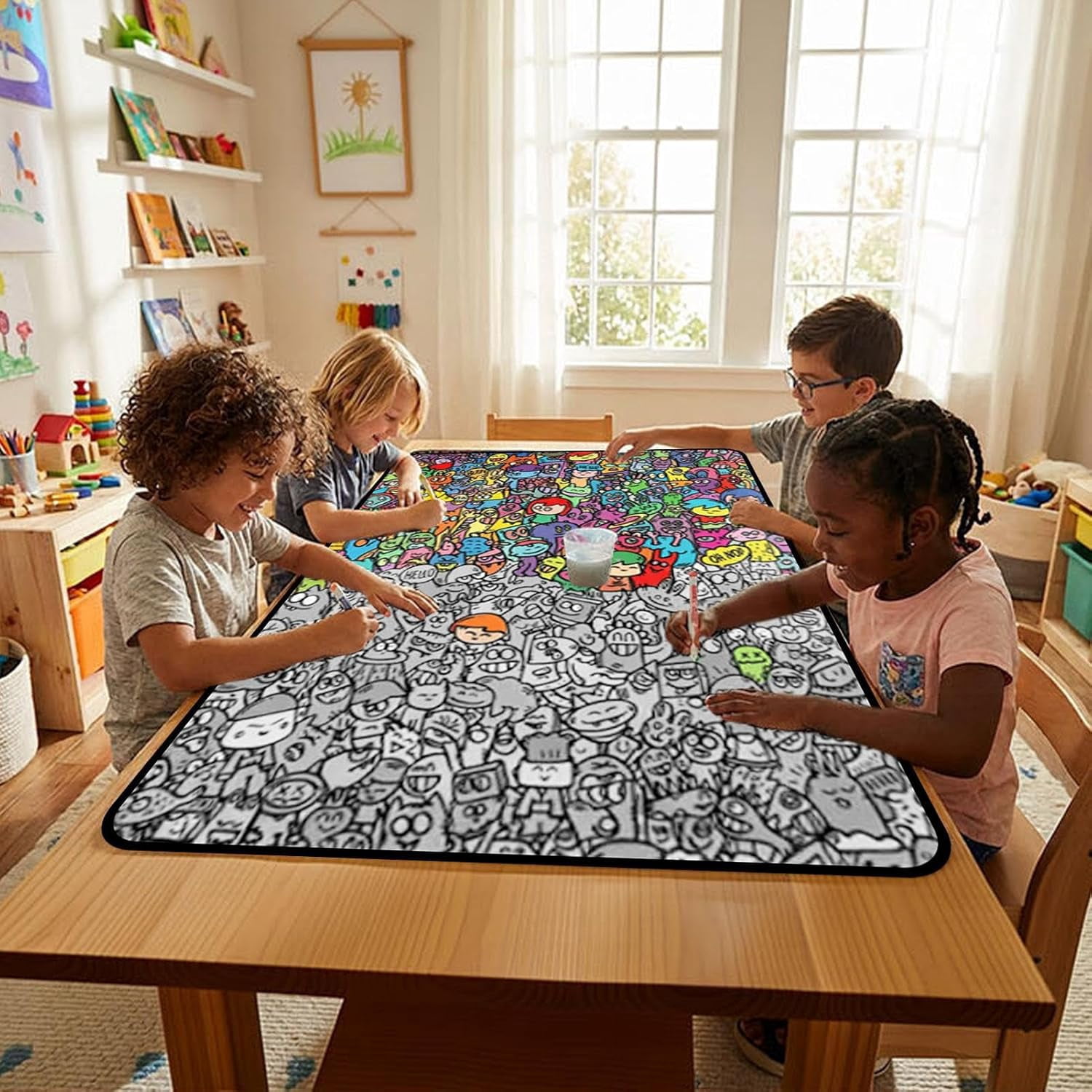 Coloring Blanket DIY Washable Sofa Throw | Art and Craft Coloring Blanket for Boys, Girls, Families, Craft Lovers, Preschoolers | Birthday, Holiday, Living Room, Bedroom, Apartment Fun Activity