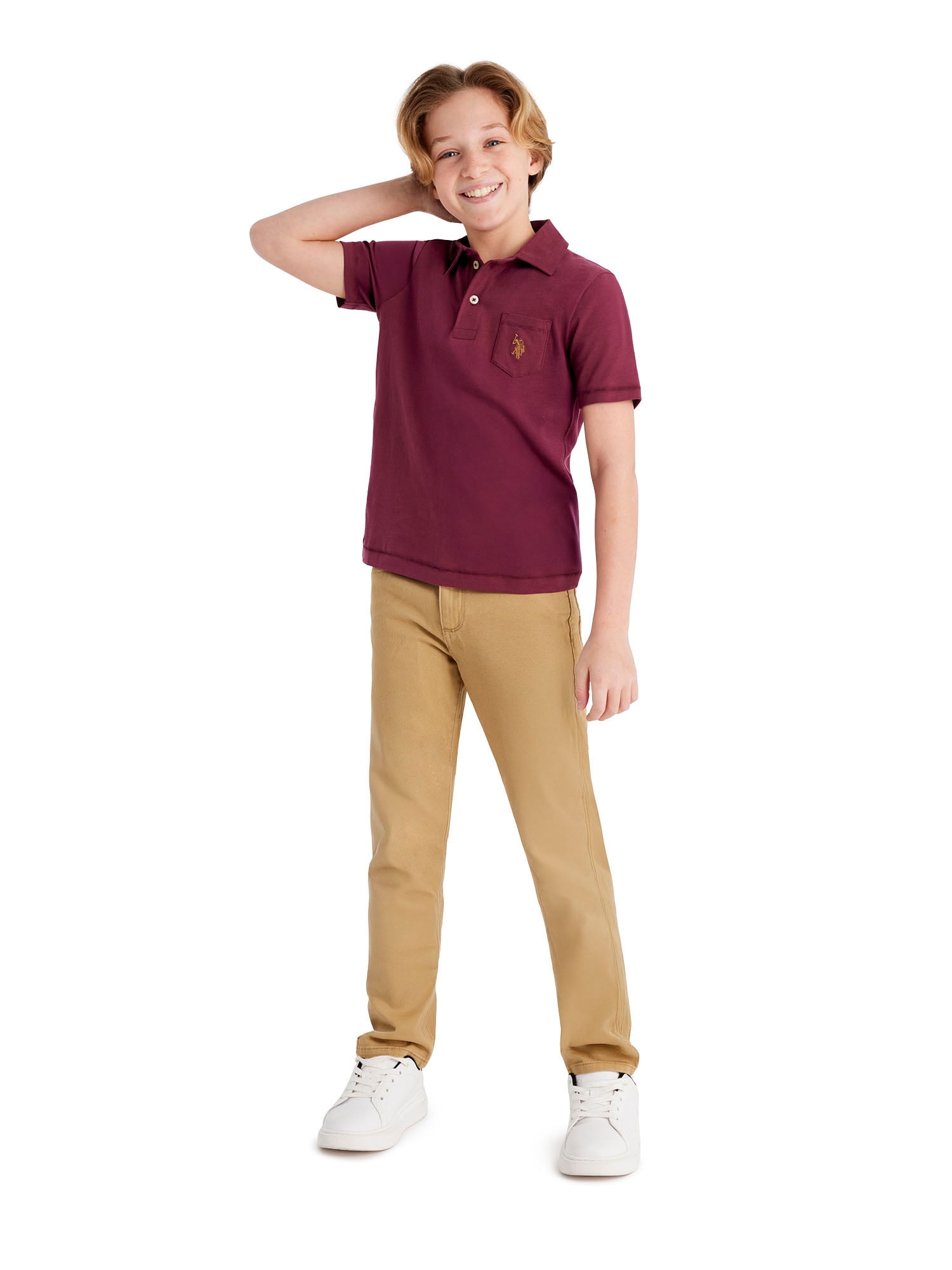 U.S. Polo Assn. Boys Stretch Twill 5-Pocket Straight Fit Pant, Sizes 4-18
