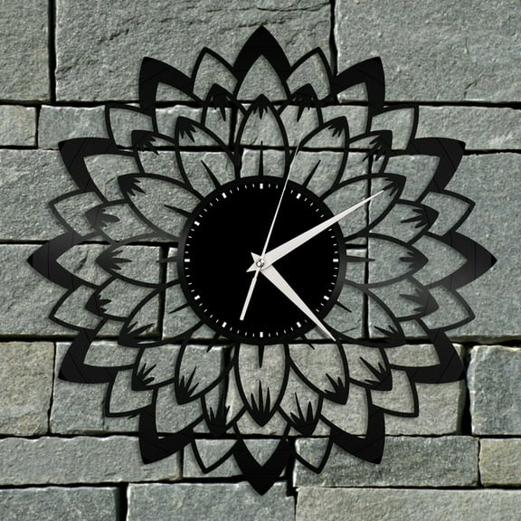 Dahlia Flower Vinyl Wall Clock Vintage Home Bedroom Office Nursery Decoration Vintage Design Office Bar Room Home Decor