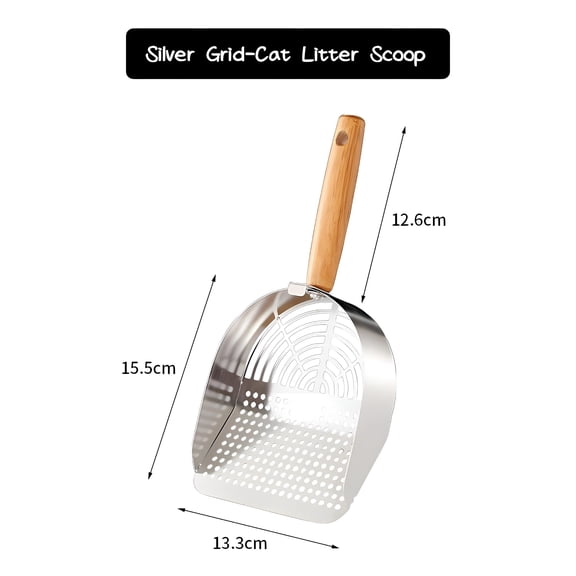 ACDANC Pet Waste Management Scoop with Solid Wood Handle,Heavy-Duty,2-in-1 Sifting Cat Litter Scoop