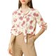 thumbnail image 1 of Allegra K Blusa Top Con Estampado Floral De Crisantemo Corbata Cuello V Manga Larga Para Mujer Beige XS Unique Bargains Blusa, 1 of 6