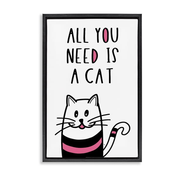 Stupell Industries Cottage All You Need Is Cat Black Floating Frame Canvas Art, 17 x 25, by Martina Pavlova