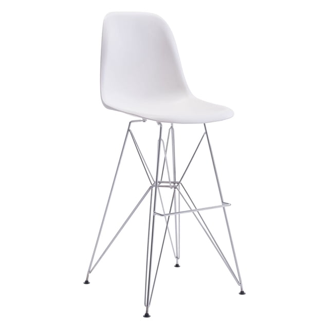 Chaise de bar Zip de Zuo Modern en blanc