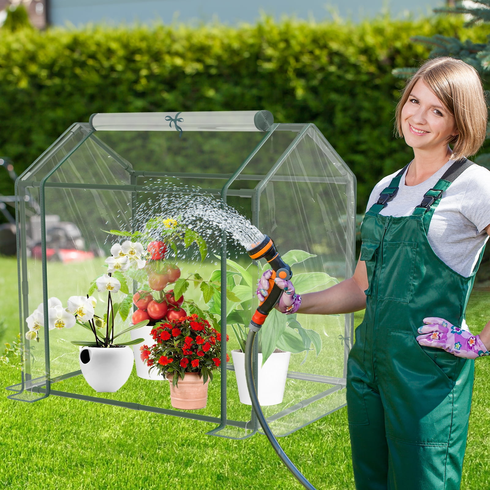Mini Greenhouse 33.5"x 23.2"x 32.5", Durable Green House Kit with PVC Cover, Greenhouse for Outdoor Indoor Small Green House Garden Nursery Plant Cover Tent for Gardening Germination and Seedling