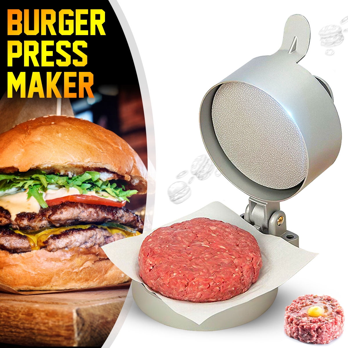 Burger Press Hamburger Patty Maker Meat Aluminum Alloy NonStick