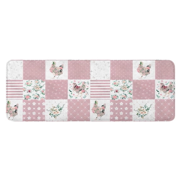 Pioneer Flower Floral Print Pattern Kitchen Rug Mat,Kitchen Runner Rugs Non Skid Washable,Decorative Kitchen Floor Mats for Kitchen,Sink,Laundry,17"x47.2"