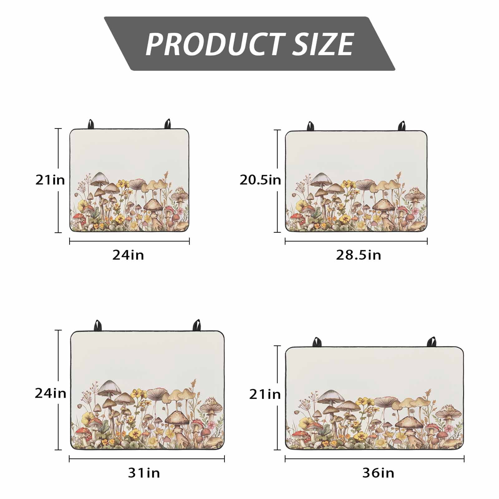 Vintage Mushroom Stove Top Cover for Electric Stove, Heat-proof & Non Slip Glass Top Stove Cover Protector, Farmhouse Summer Botanical Floral Kitchen Flat Cooktop Rubber Mat 28.5x20.5 Inches