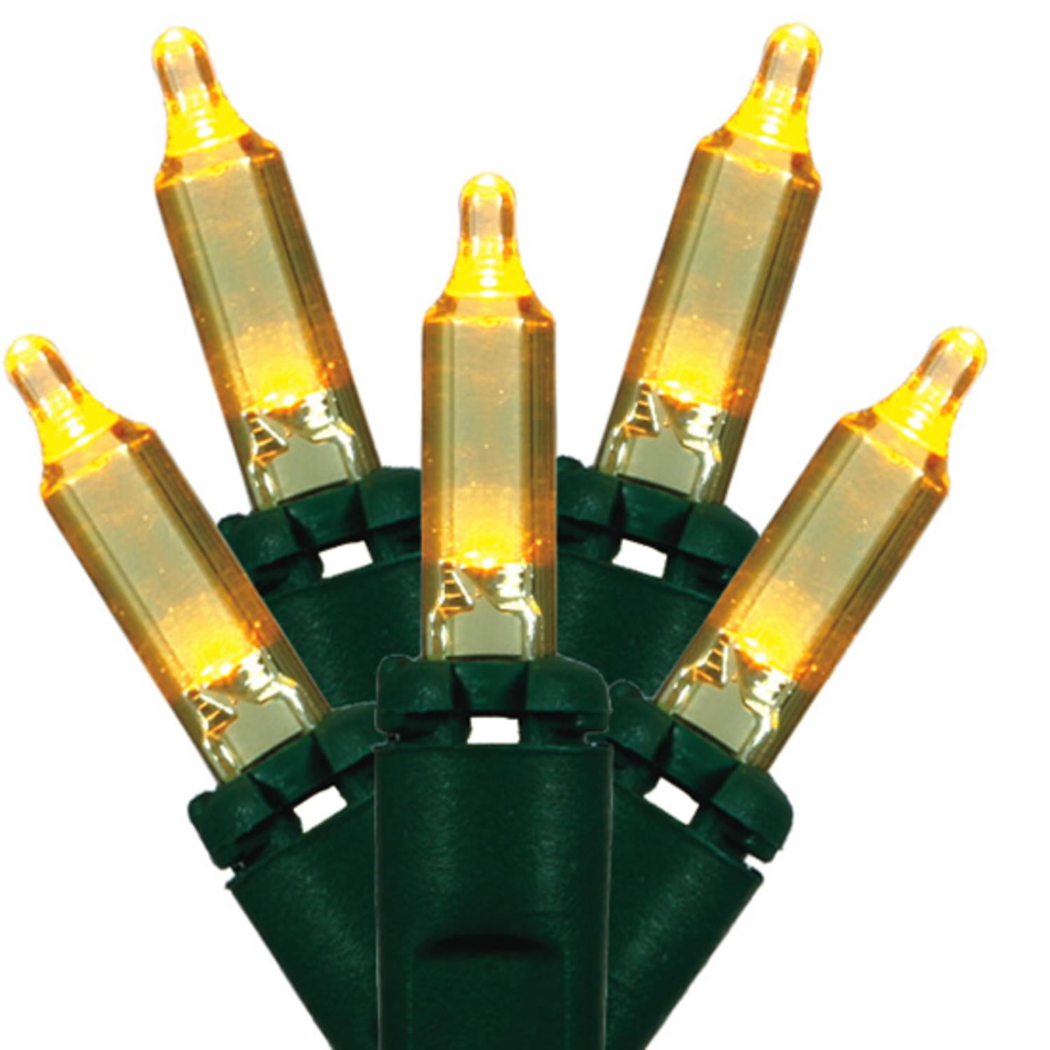 Set of 50 Transparent Gold Mini Christmas Lights Green Wire Walmart Canada