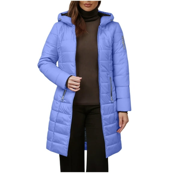 Xdegoge Winter Coats for Women Fleece Lined Zip up Quilted Down Jackets Sherpa Padded Thick Heavyweight Jacket Long Sleeve Warm Hooded Outerwear Coats with Zipper Pockets