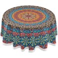 thumbnail image 1 of Round Tablecloth Indianturkish Ethnic Mandala Polyester Tablecover 60 Inch with Lace Design, Anti-Wrinkle and Smooth Table Cloth for Kitchen/Home Decoration, 1 of 8