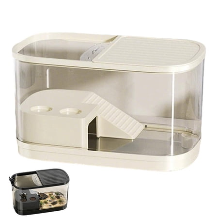 Turtle Tank Ecological Landscape Habitat Small Luxury Terrapin Villa with Basking Platform Drainable Breeding Tank for Red Eared Slider