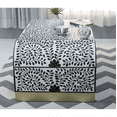 thumbnail image 5 of Oval Bone Inlay Coffee Table – White & Black Floral Foliage Pattern, Handcrafted Design, 5 of 8