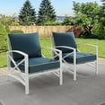 thumbnail image 5 of HomeStock Rococo Radiance 2Pc Outdoor Metal Armchair Set Navy/White - 2 Chairs, 5 of 7