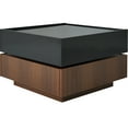 thumbnail image 5 of 360° Rotatable Square Center Table With Storage, 2 Drawers, Black High Gloss And Walnut Coffee Rotation, Walnut, Particle Board Construction, 5 of 6