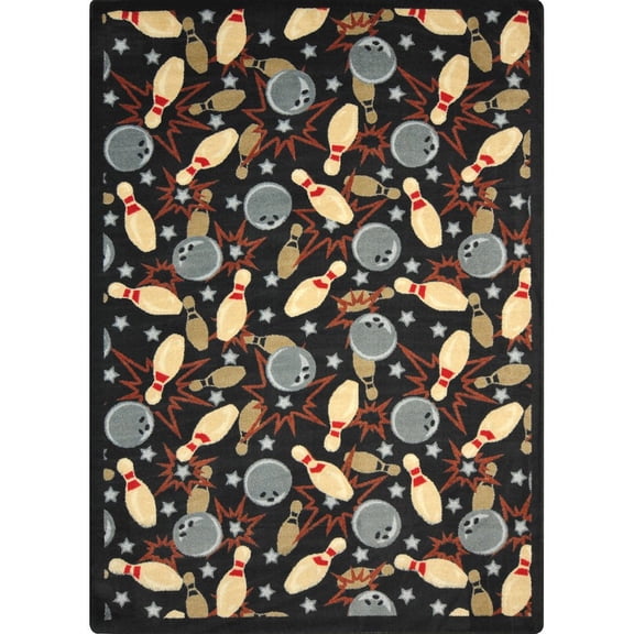 Joy Carpets Games People Play Retro Bowl 7'8" x 10'9" Area Rug in Color Midnight