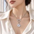 thumbnail image 7 of Women's Heart Pendant Necklace, Silver-Tone Clear Round Stone Necklace, Romantic Fashion Necklace for Women, 7 of 7