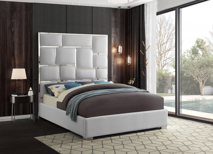 Bed Bedroom Furniture Chrome Metal Legs, White Bedroom Furniture King Size Bed