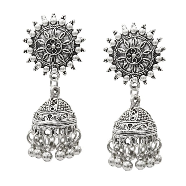 Pendientes colgantes con borlas y borlas de campana de plata , pendientes étnicos de moda