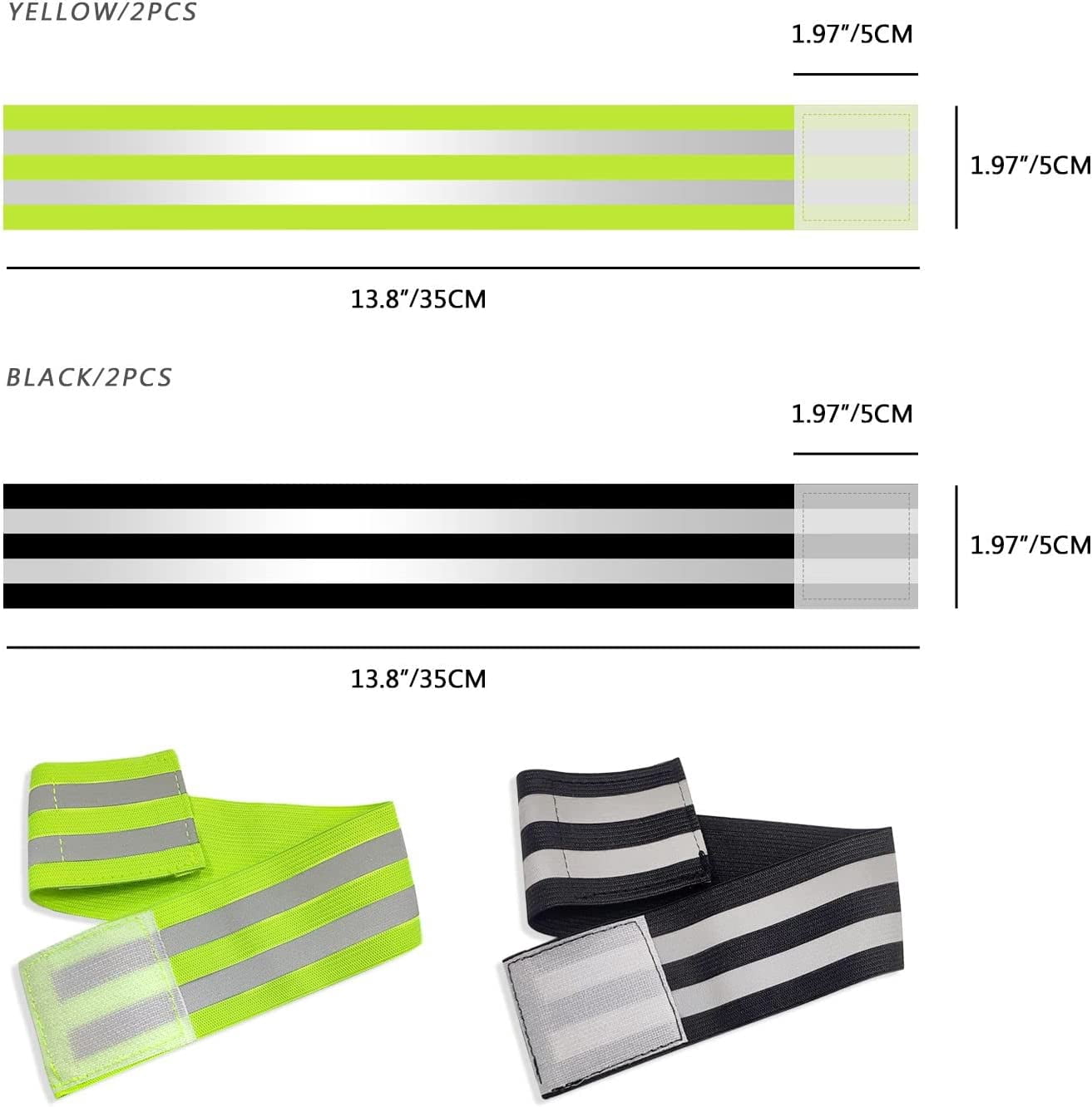 4 reflective belts, reflective bracelet reflective armbands in two