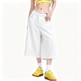 thumbnail image 2 of Bmisegm Denim Pants for Women Elegant Relaxed Cut Breathable Flowy Capri Trousers Summer Womens Wide Leg Pants White_007 XS, 2 of 5