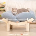 thumbnail image 2 of Elevated Cat Bed Wooden with Cushion Fluffy Pet Couch Sofa for Indoor Cats Raised Kitty Lounge Chair Suitable for Puppy, Cat Furniture(Light Blue), 2 of 9