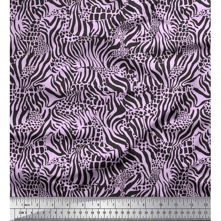 Soimoi Purple Moss Georgette Fabric Leopard & Wild Animal Skin Fabric Prints by Yard 42 Inch Wide