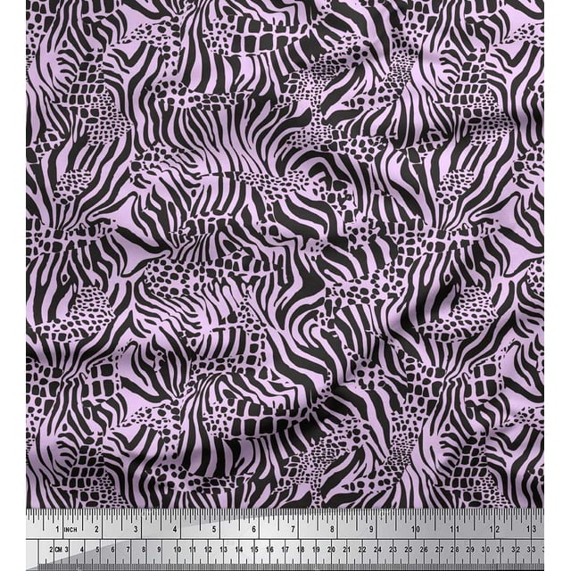 Soimoi Purple Georgette Viscose Fabric Leopard & Wild Animal Skin Printed Fabric 1 Yard 42 Inch Wide