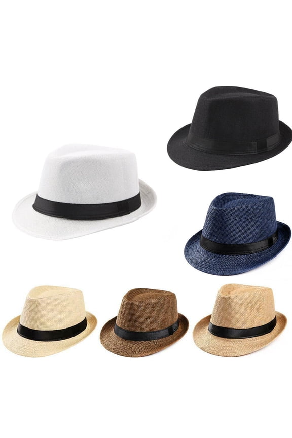 Trilby Classic Mens Women Straw Fedora Hat Wide Brim Panama Hat Summer Dress Hat
