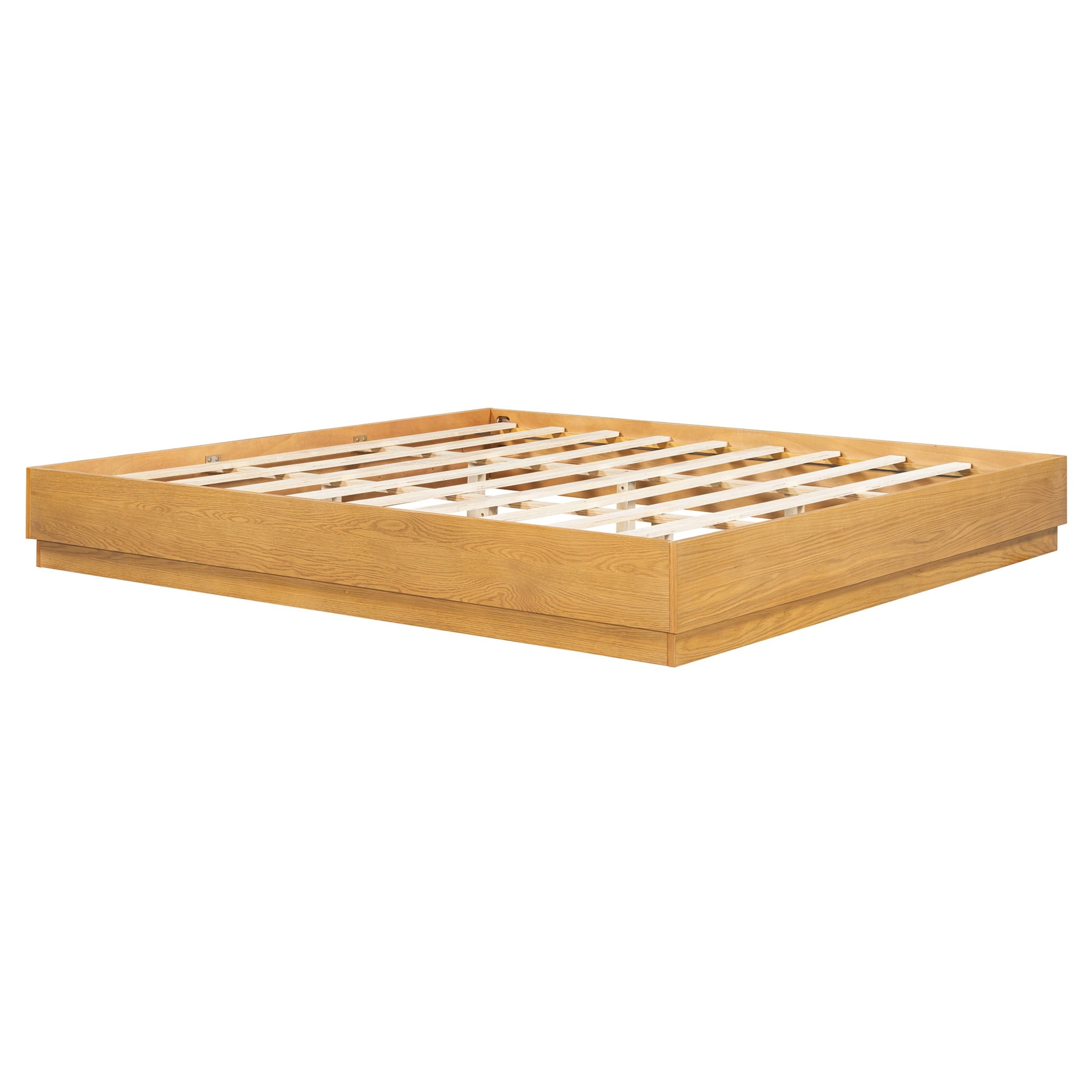 Christopher Knight Home King Platform Bed Frame with Wood Slat Support, Low Profile Design, Walnut