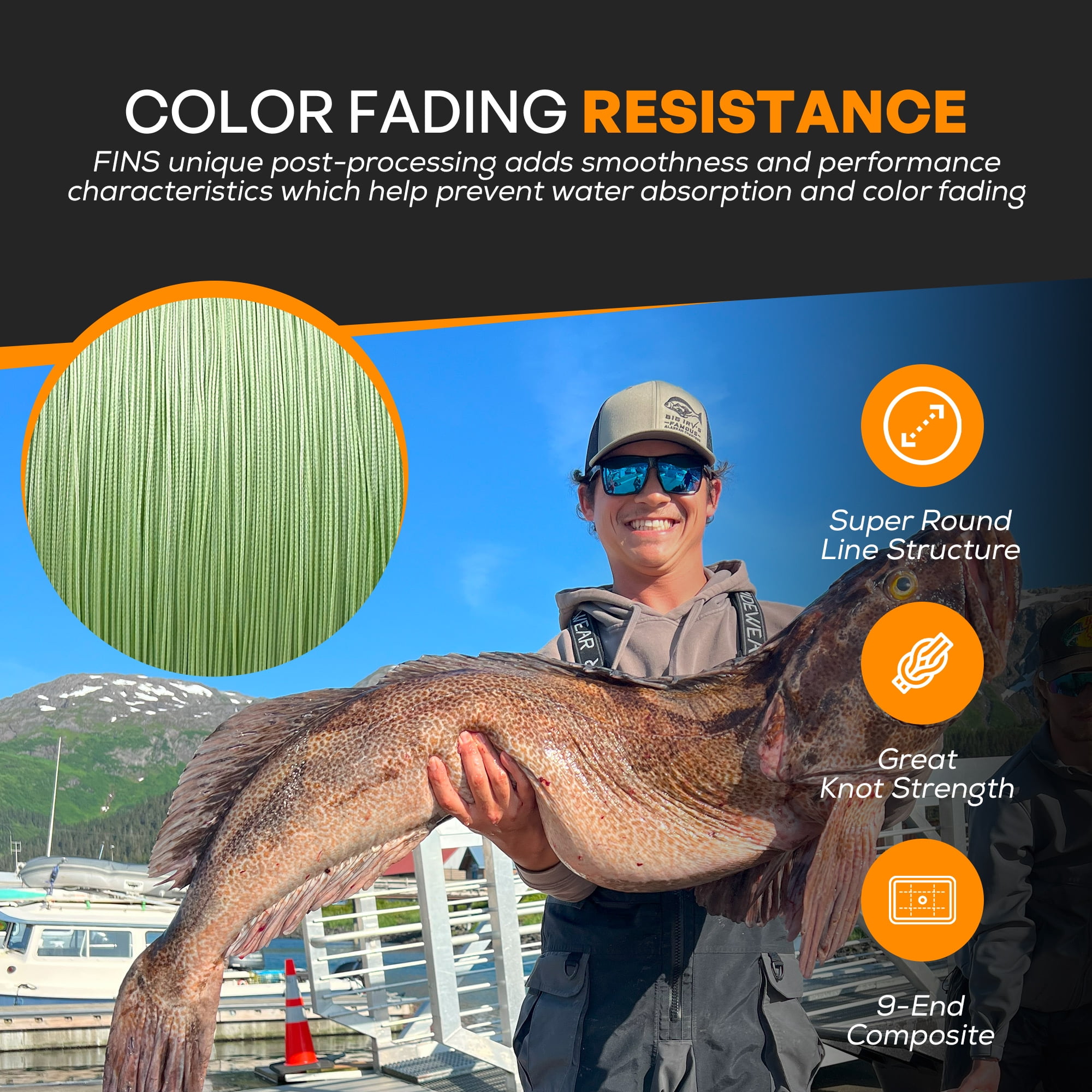 FINS Braids 40G High Strength-to-Diameter Ratio Braided Fishing Line, White 85 lb 300 Yds