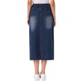 thumbnail image 3 of INSPIRE CHIC Denim Maxi Skirt for Womens Elasticated Waist Washed A Line Long Jean Skirt XL Dark Blue, 3 of 6
