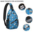 Blue Monster Pattern Monster Cartoon Truck Blue Pattern Sling Backpack, Unisex Hiking Chest ...
