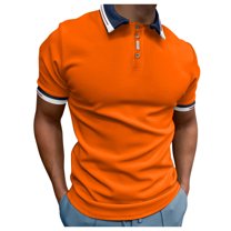 Sopiago Men’s Polo Shirt Lightweight Quick-Dry Short Sleeves Golf Shirt Orange,XXL