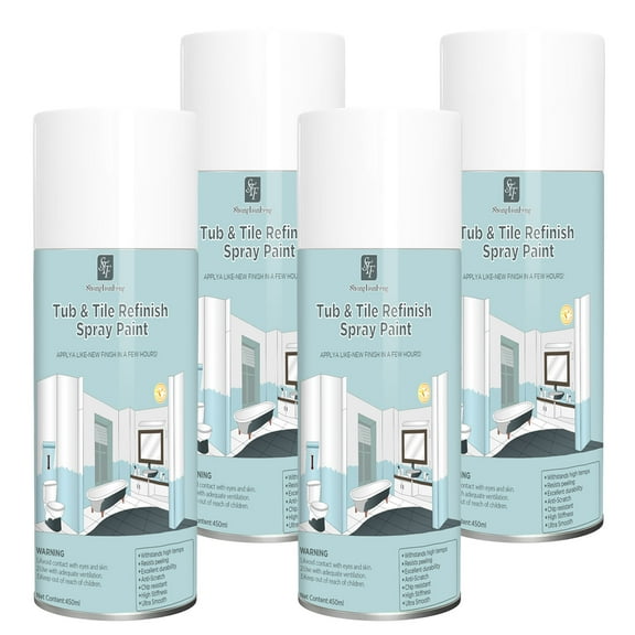 4PCS Tub and Tile Spray Paint - Bathtub Refinishing Paint with Porcelain-Like Finish, Water-Based Low Odor Tub Paint for Bathtubs, Countertops, Tiles & Ceramics,Black-16oz