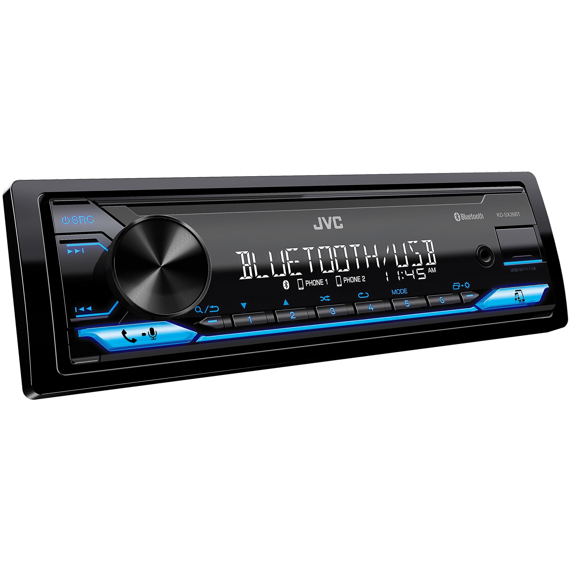 JVC KD-SX26BT Single Din Car Stereo, w/High Power Amplifier, AM/FM Radio,  Bluetooth Audio, USB, MP3 Player. Built for Smartphones