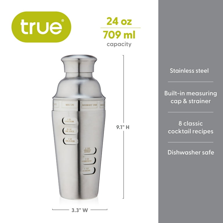 True • Cocktail Shaker with Recipes Plastic 12 oz