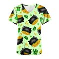 thumbnail image 3 of Luxalzxs Womens St. Patrick's Day Scrub Tops Green Clover Shamrock Short Sleeve V-Neck Nurse Working Uniform Funny Holiday Medical Scrubs Workwear, 3 of 4
